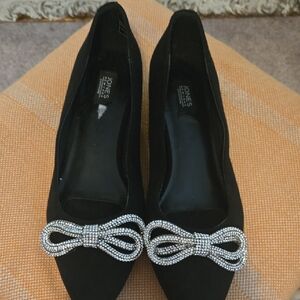 Jones New York Black Heels with Silver Bow
